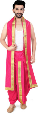 PRIYAKANT SAFAWALA RANI DHOTI DUPATTA Solid Men Dhoti