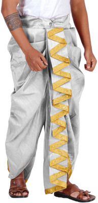 Prakasam Cotton Ready Dhoti With Zig Zag Border Self Design Men Dhoti