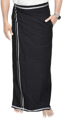 TUNI MANI Mini Border Velcro Pocket Solid Men Dhoti