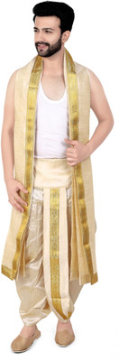 PRIYAKANT SAFAWALA OFF WHITE DHOTI DUPATTA Solid Men Dhoti