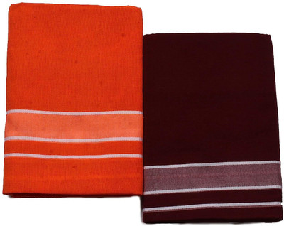 Tharunsha Elite THARUNSHA ELITE Cotton Men's Single Dhoti -1.9 Mtrs Kerala Dhoti Set of 2 Solid Men Dhoti