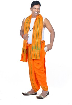 TUNI MANI Q2 Readymade Dhoti Pant and Towel Set with Pocket Solid Men Dhoti