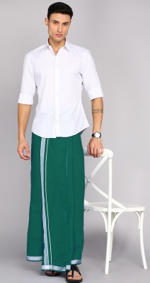 Feather Green Pooja Dhotis Solid Men Dhoti