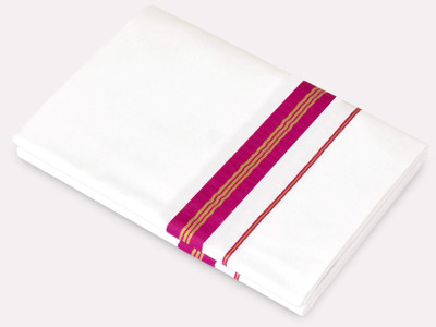 TUNI MANI Men's Polycotton Fancy Zari Border Dhoti/ Length-2.0meter Single Dhoti Solid Men Dhoti