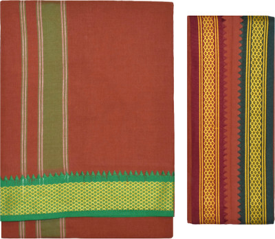 TUNI MANI 2.0meter Padayappa Border Cotton Dhoti With Towel Men Dhoti