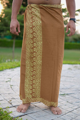 CRYSTALHEAL Sanga Dhoti – Rajasthani Cotton Sanganeri Handblock Tribal Print Printed Men Dhoti