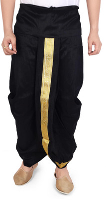 PRIYAKANT SAFAWALA BLACK SINGLE DHOTI Solid Men Dhoti