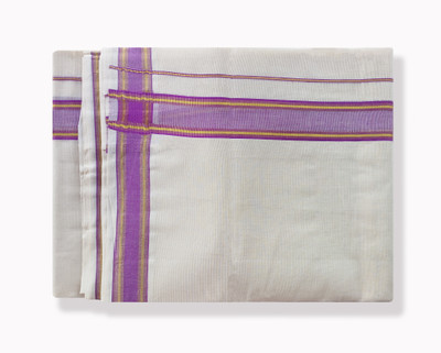 Vairavaa Tex VT 4219 Violet Gold Fancy 4.00 Meter Dhoti Solid Men Dhoti
