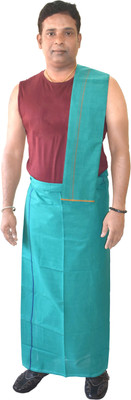 TUNI MANI Small Border Samy Vesti 2.0meter / Pooja wear Dhoti With Towel Solid Men Dhoti