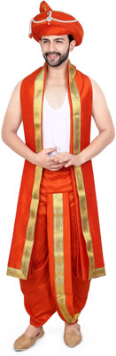 PRIYAKANT SAFAWALA ORANGE PESHWAI 40 DHOTI SET Solid Men Dhoti
