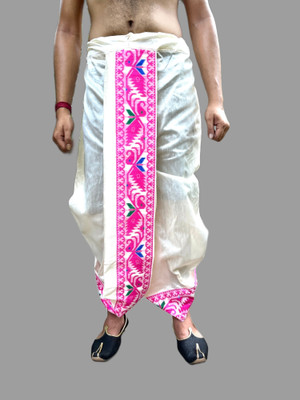 AMIT ONLINE Jamdani Border Ready To wear Self Design Men Dhoti