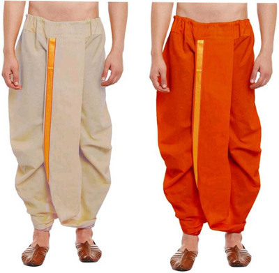 click n buy Cotton Dhoti For men (combo dhoti set of 2) Self Design Men Dhoti
