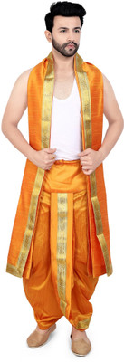 PRIYAKANT SAFAWALA MANGO DHOTI DUPATTA Solid Men Dhoti