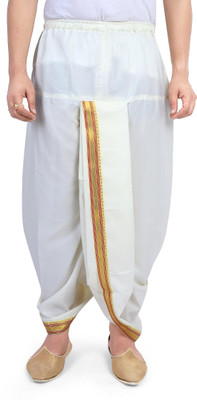 PRIYAKANT SAFAWALA OFF WHITE ELASTIC DHOTI Solid Men Dhoti