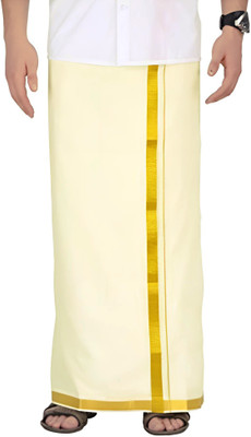 TUNI MANI 2.0meter / 3/4inch Gold Jari Single Dhoti Solid Men Dhoti