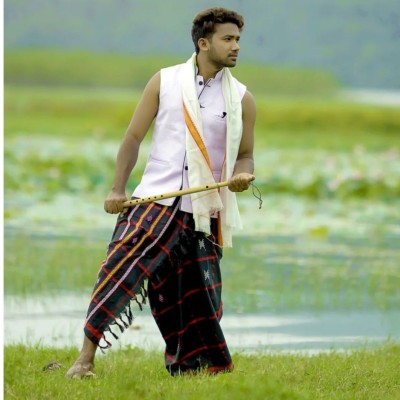 Prithvi Santali Traditional Panchi Dhoti Self Design Men Dhoti