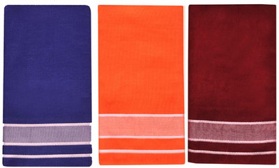 sudharsana DARK NAVY,MARON,ORANGE FANCY DHOTI WITH CONTRAST WHITE BORDER/SINGLE LAYER [APPROX 1.95 MTR] UNSTICHED /WITH OUT POCKET LUNGI Solid, Self Design, Woven Men Dhoti