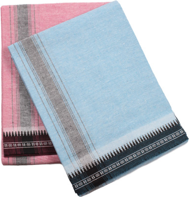 Hornbill Enterprises Kerala Style Cotton Dhoti Single size with 1.9 meters Set 2 Solid Men Dhoti