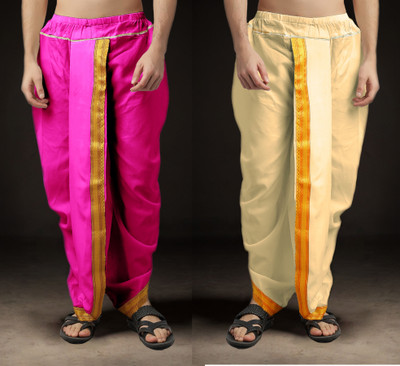 Spewim Men Ready-to-Wear Dhoti Ethnic Wear for Festivals & Weddings Free Size, Beige Solid Men Dhoti