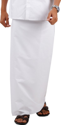 Ramraj Cotton White Border Single Layer Prayer Solid Men Dhoti