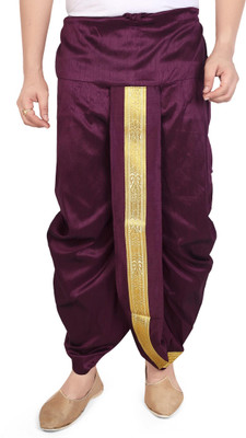 PRIYAKANT SAFAWALA WINE SINGLE DHOTI Solid Men Dhoti