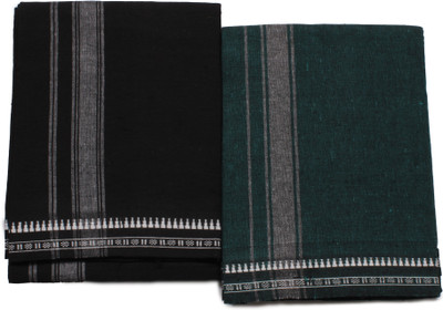 Sharan Elegance Kerala Style Cotton Dhoti Single size with 1.9 meters Set 2 Solid Men Dhoti
