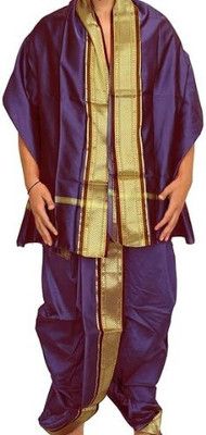 Ishrattextiles Traditional Men Ganga Jamuna Silk Dhoti & Scarf 4.15+2.15 Mtr Woven Men Dhoti