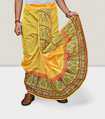 GOURI COLLECTIONS Ready To Wear Pant System Printed Mayur Puchha Embellished Men Dhoti