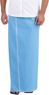 Prakasam Cotton KFC Plain Premium Quality Single (1.28x2.00mtrs) Sky Blue Solid Men Dhoti