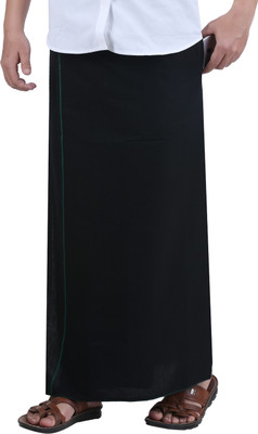 Prakasam Cotton Men's Black Colour Flexi Size Welcro Readymade with pocket Solid Men Dhoti