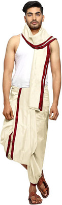 RAMESHWARAM FABRICS Unstitched Silk Dhoti with Angwastram , Dhoti 4.0 Mtr Angwastra 2.0 Mtr Woven Men Dhoti