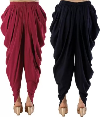 YK Creation Rayon Fabric Solid Women Dhoti/Salwar (Maroon,Black) ( Pack of 2 Combo ) Solid Women Dhoti