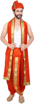 PRIYAKANT SAFAWALA ORANGE PUNERI 40 DHOTI SET Solid Men Dhoti