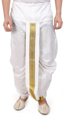 PRIYAKANT SAFAWALA WHITE SINGLE DHOTI Solid Men Dhoti