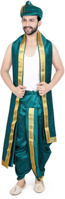 PRIYAKANT SAFAWALA RAMA GREEN PUNERI 40 DHOTI SET Solid Men Dhoti