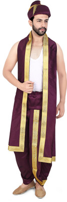 PRIYAKANT SAFAWALA WINE PUNERI 40 DHOTI SET Solid Men Dhoti