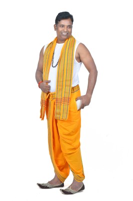 TUNI MANI Q2 Readymade Dhoti Pant and Towel Set with Pocket Solid Men Dhoti