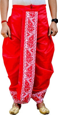 GOURI COLLECTIONS Ready To Wear Pant System Jamdani Border Embellished Men Dhoti