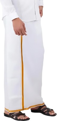 PkFashions Adjustable 28 to 44 Inches Velcro Cotton Pocket Dhoti with Gold Jari Border Men Dhoti