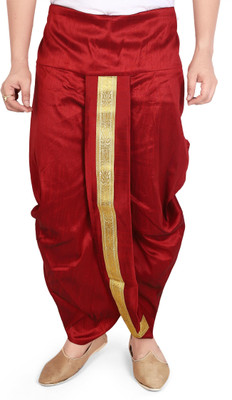PRIYAKANT SAFAWALA MAROON SINGLE DHOTI Solid Men Dhoti