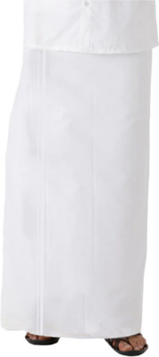 Ramraj Cotton White Small Border Double Layer Solid Men Dhoti