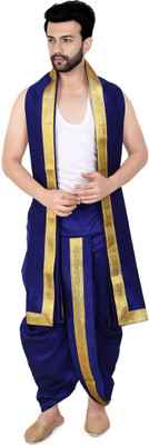 PRIYAKANT SAFAWALA BLUE DHOTI DUPATTA Solid Men Dhoti