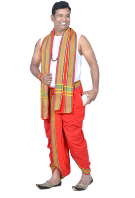 TUNI MANI Q2 Readymade Dhoti Pant and Towel Set with Pocket Solid Men Dhoti