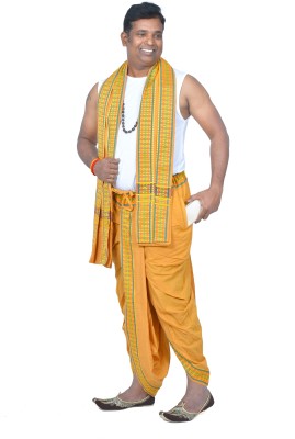 TUNI MANI Q2 Readymade Dhoti Pant and Towel Set with Pocket Solid Men Dhoti