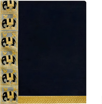 Chahat Lace Men's Black Dhoti with Golden Zari & Elephant Border - 2.25m Length, Embroidered Men Dhoti