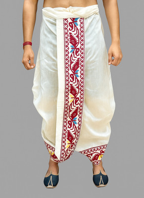 AMIT ONLINE Jamdani Border Ready To wear Self Design Men Dhoti