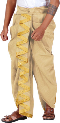 Prakasam Cotton Ready Dhoti With Zig Zag Border Self Design Men Dhoti