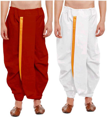 click n buy Cotton Dhoti For men (combo dhoti set of 2) Self Design Men Dhoti