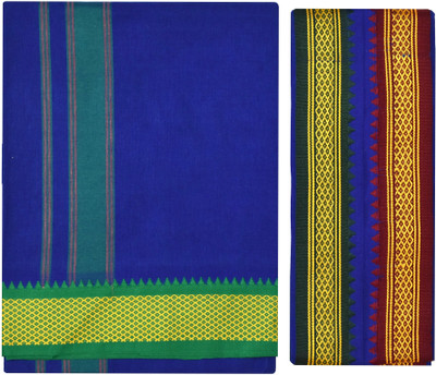 TUNI MANI 2.0meter Padayappa Border Cotton Dhoti With Towel Men Dhoti