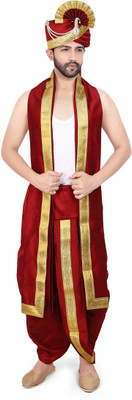 PRIYAKANT SAFAWALA MAROON SAFA DHOTI SET Solid Men Dhoti
